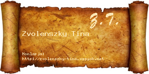 Zvolenszky Tina névjegykártya